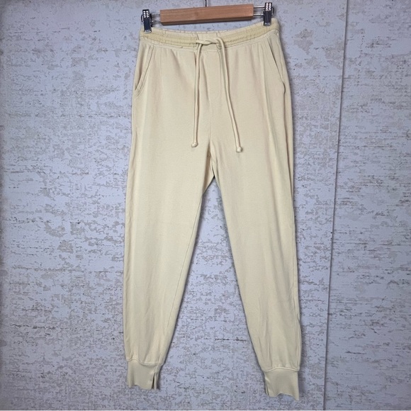 Aerie Womens Sweatpants Size XS Drawstring Pale Yellow Loungewear Boho Joggers - Picture 1 of 16
